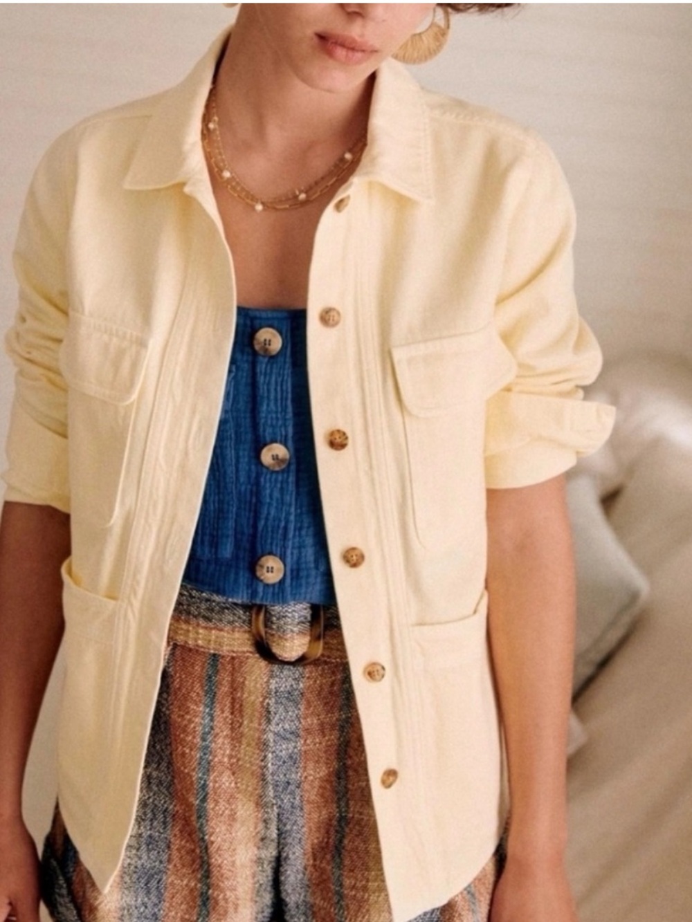 Sézane Willa Jacket butter yellow size small EUC - Picture 3 of 6
